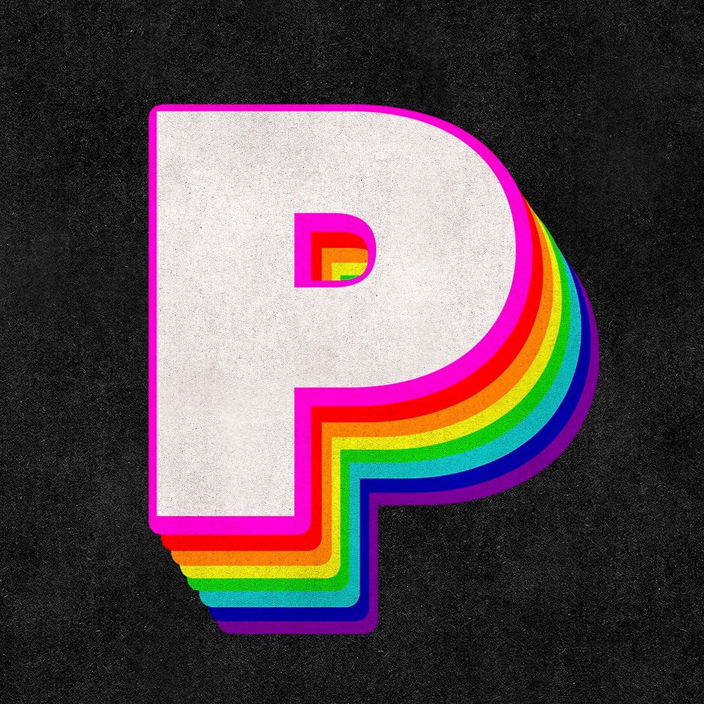 Font p psd 3d rainbow typeface paper texture