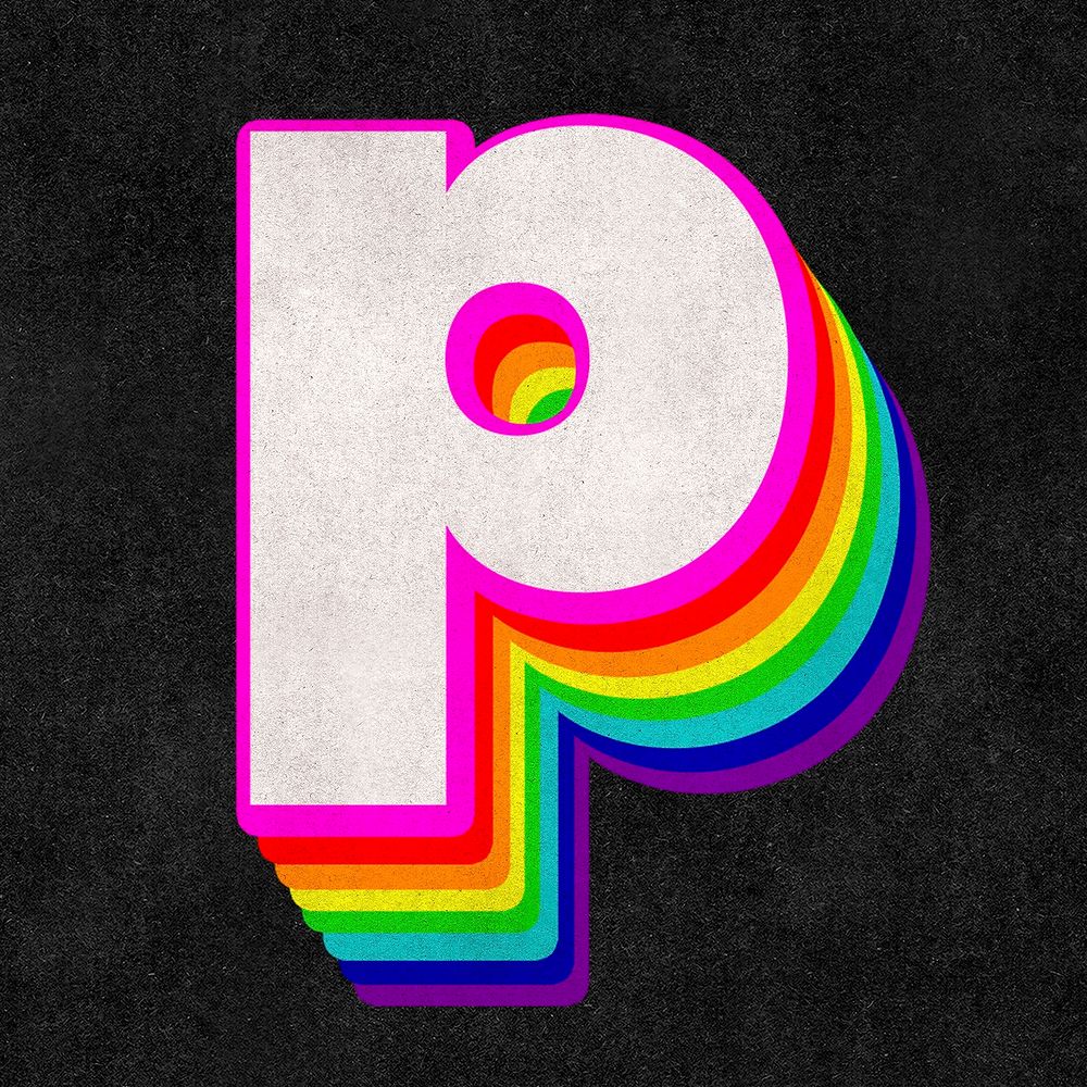 Letter p psd rainbow typography gay pattern