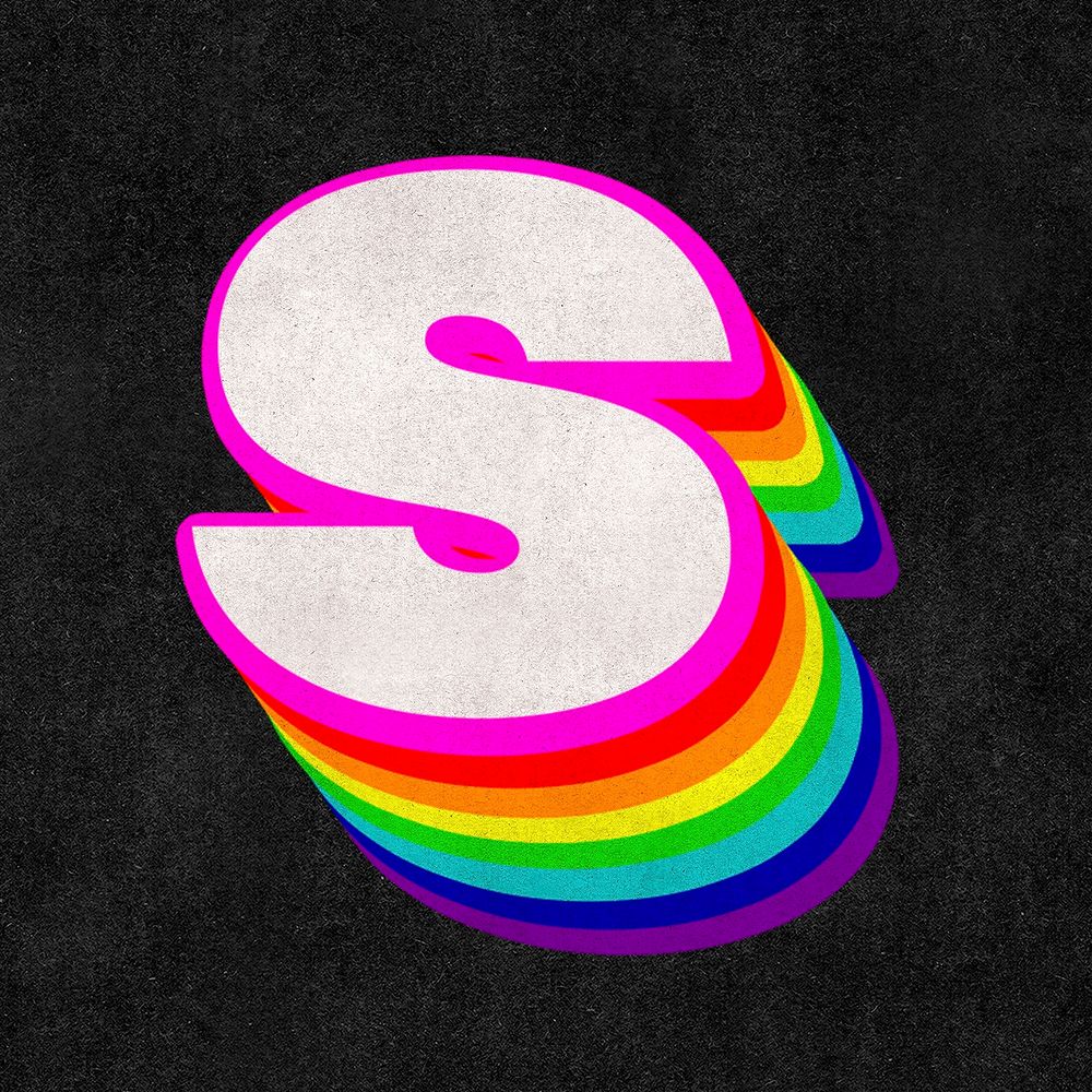 Letter s psd rainbow typography gay pattern