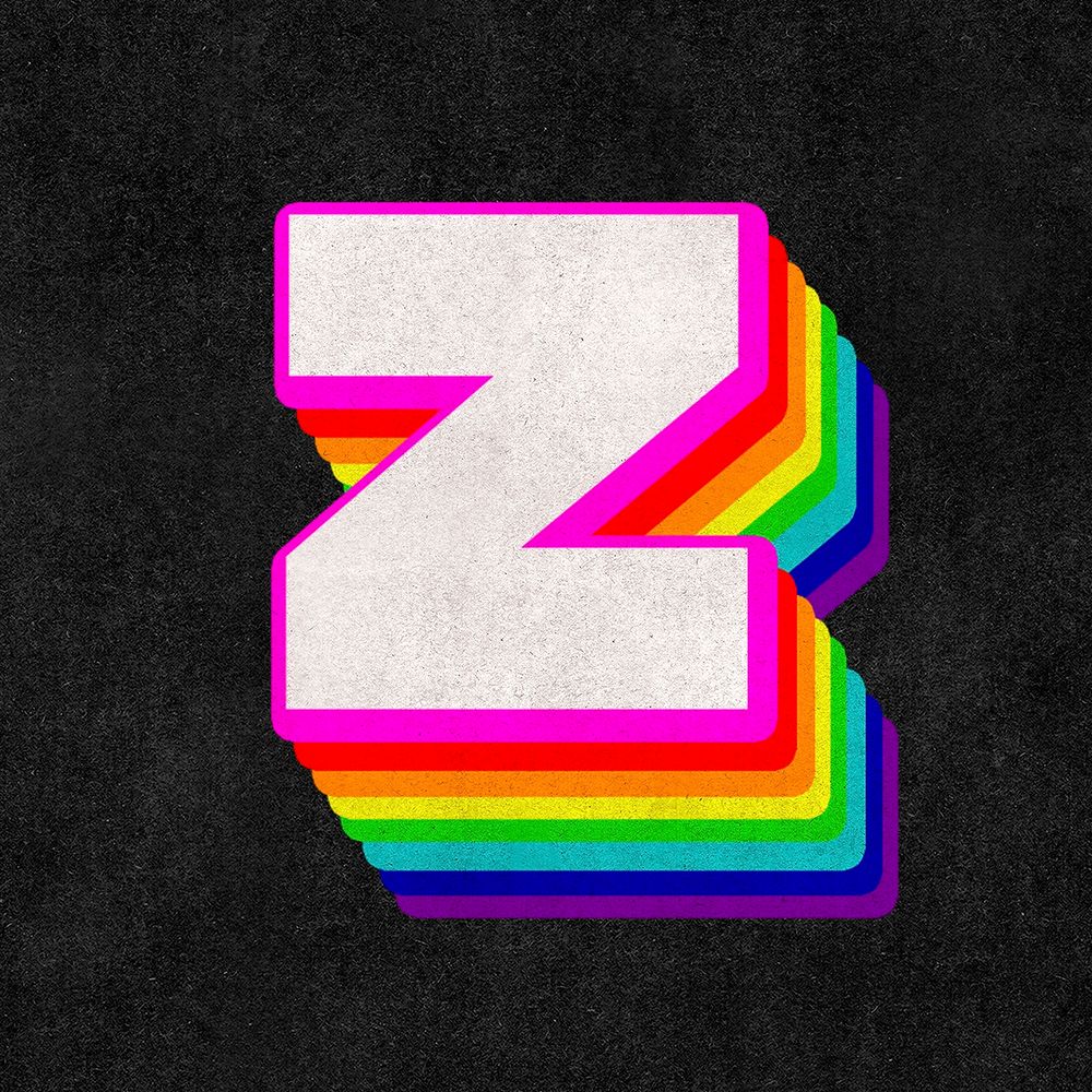 Letter z psd rainbow typography gay pattern