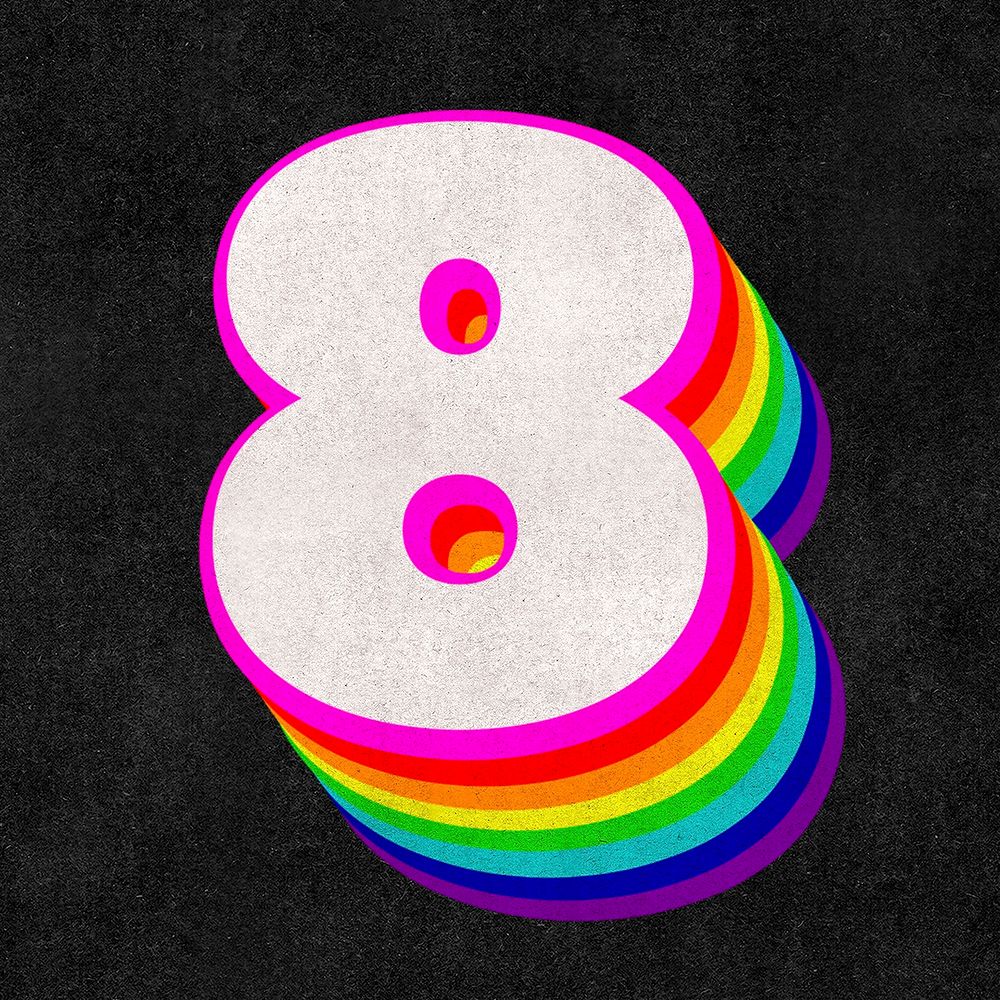 8 font psd 3d rainbow typography lgbt pattern