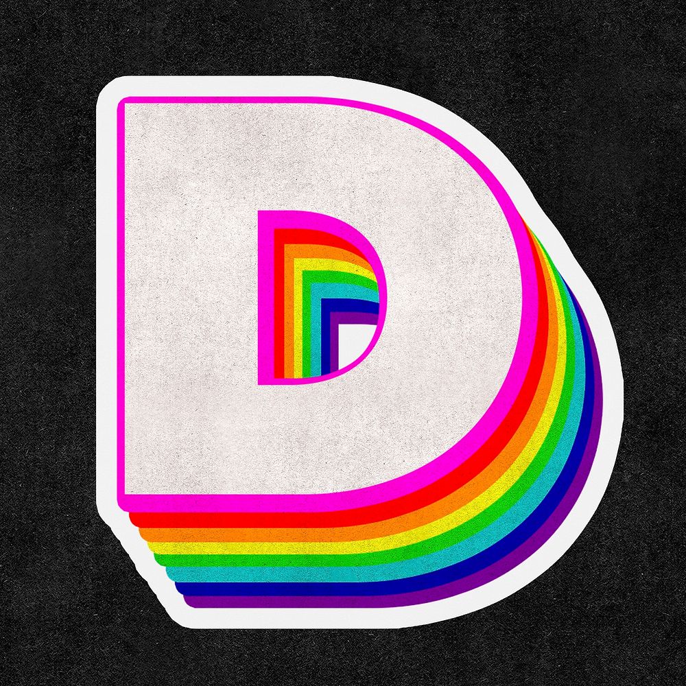 Letter d psd rainbow typography gay pattern