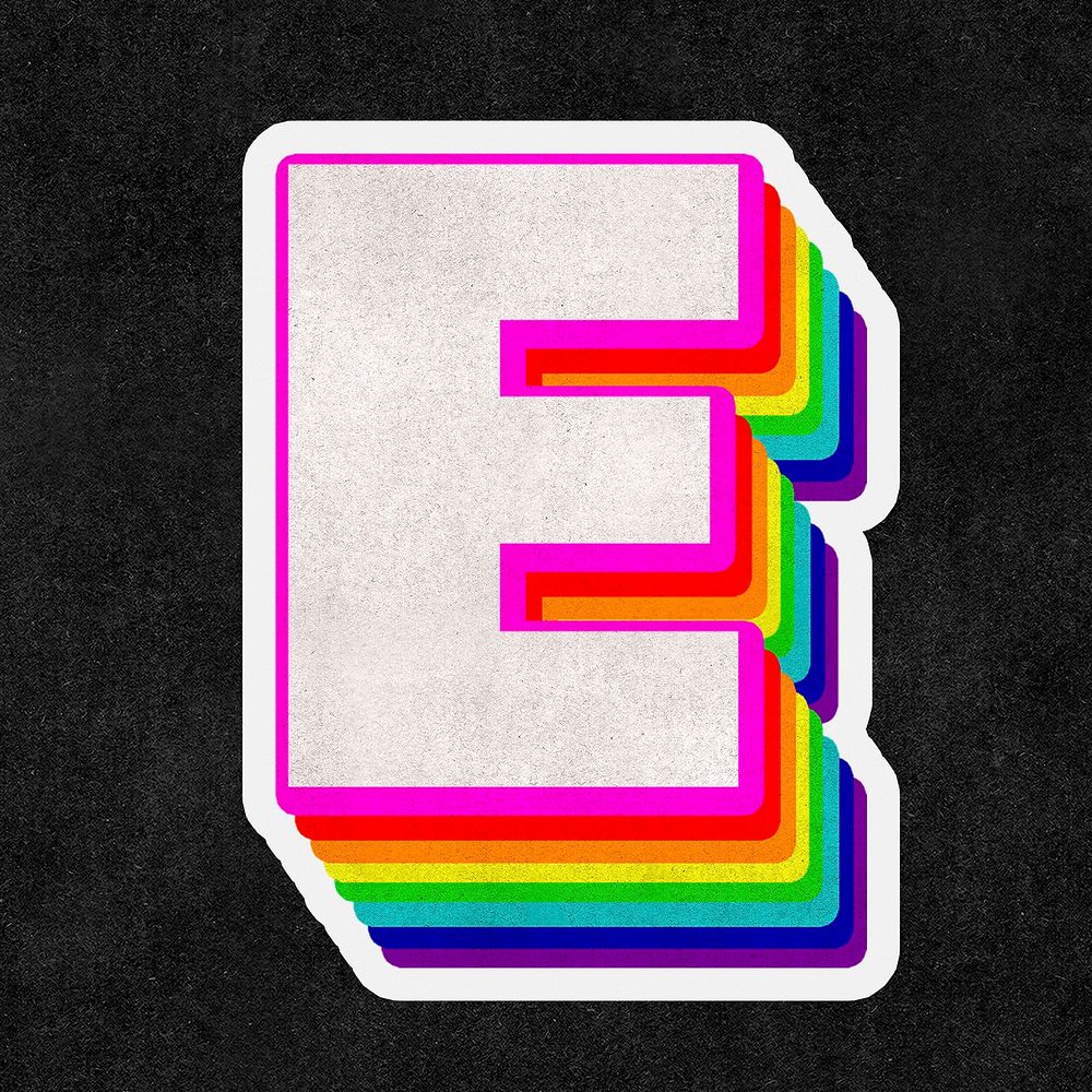 Letter e psd rainbow typography gay pattern