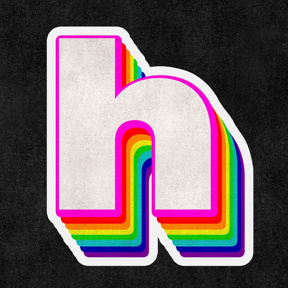 H font  psd 3d rainbow typeface paper texture