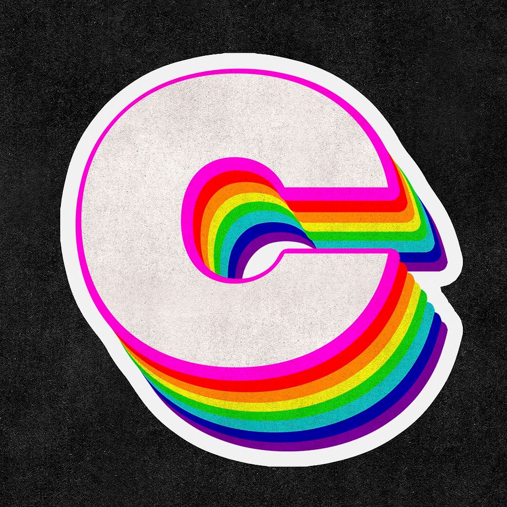 Letter c psd rainbow typography gay pattern