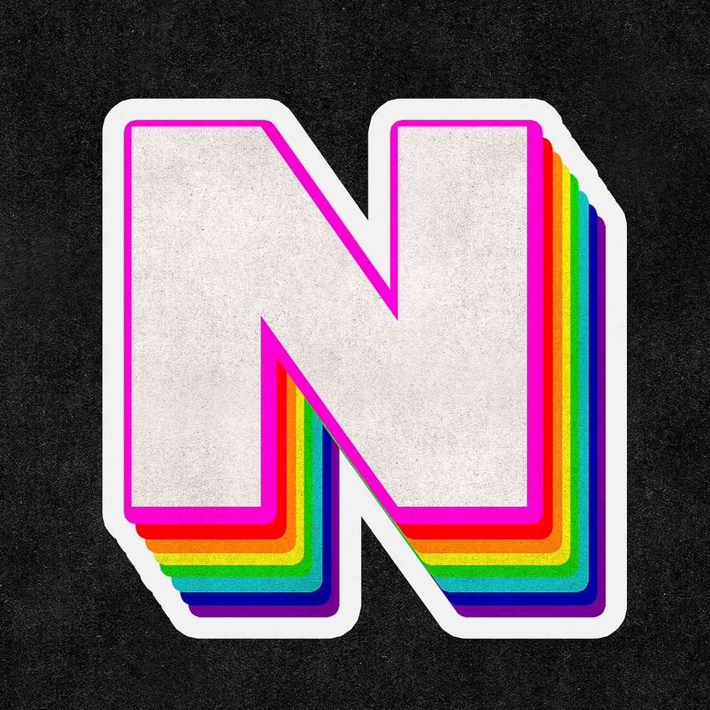 Letter n psd rainbow typography gay pattern