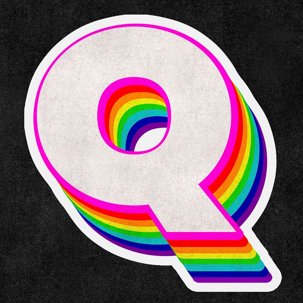 Letter q psd rainbow typography gay pattern