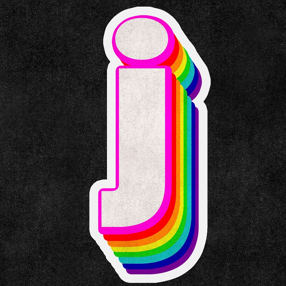 J font psd 3d rainbow typeface paper texture