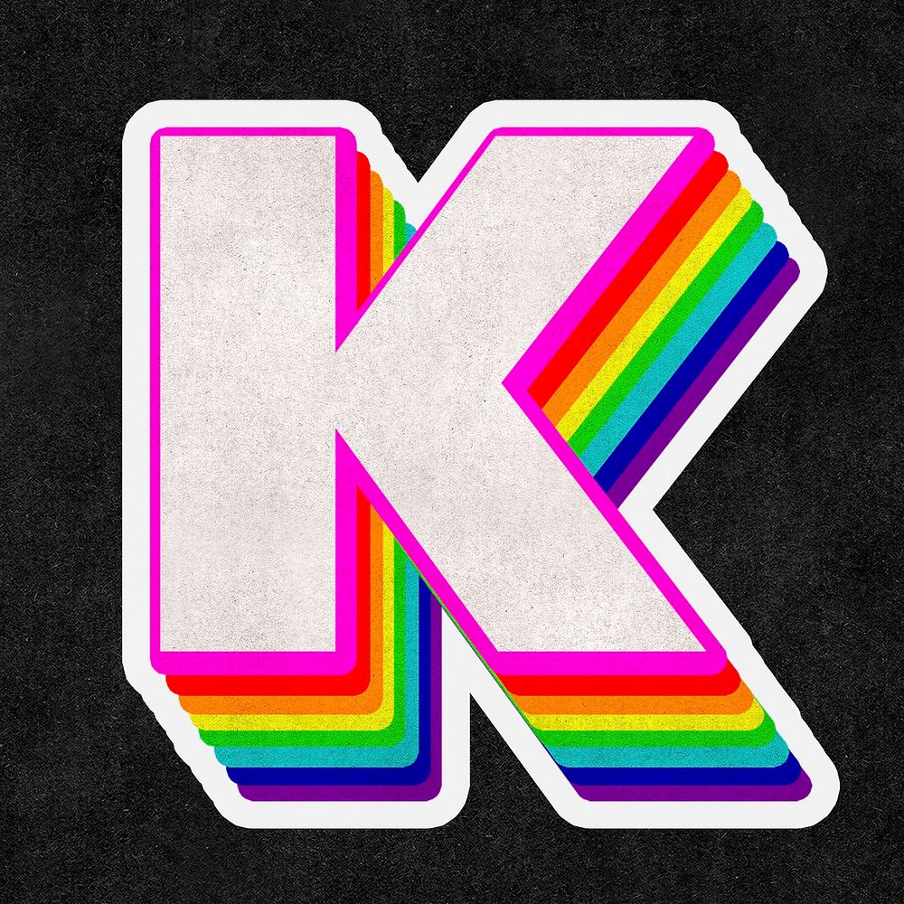 Letter k psd rainbow typography gay pattern