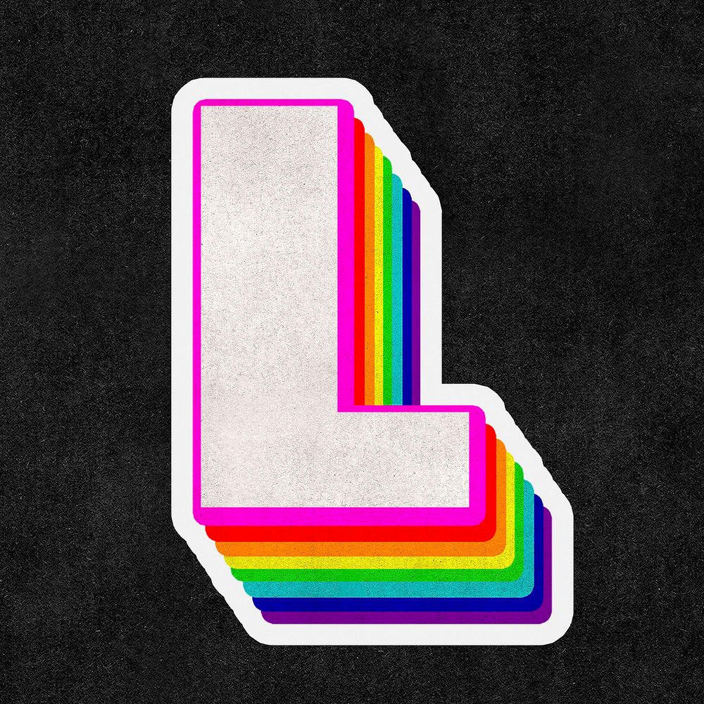 Letter l psd rainbow typography gay pattern