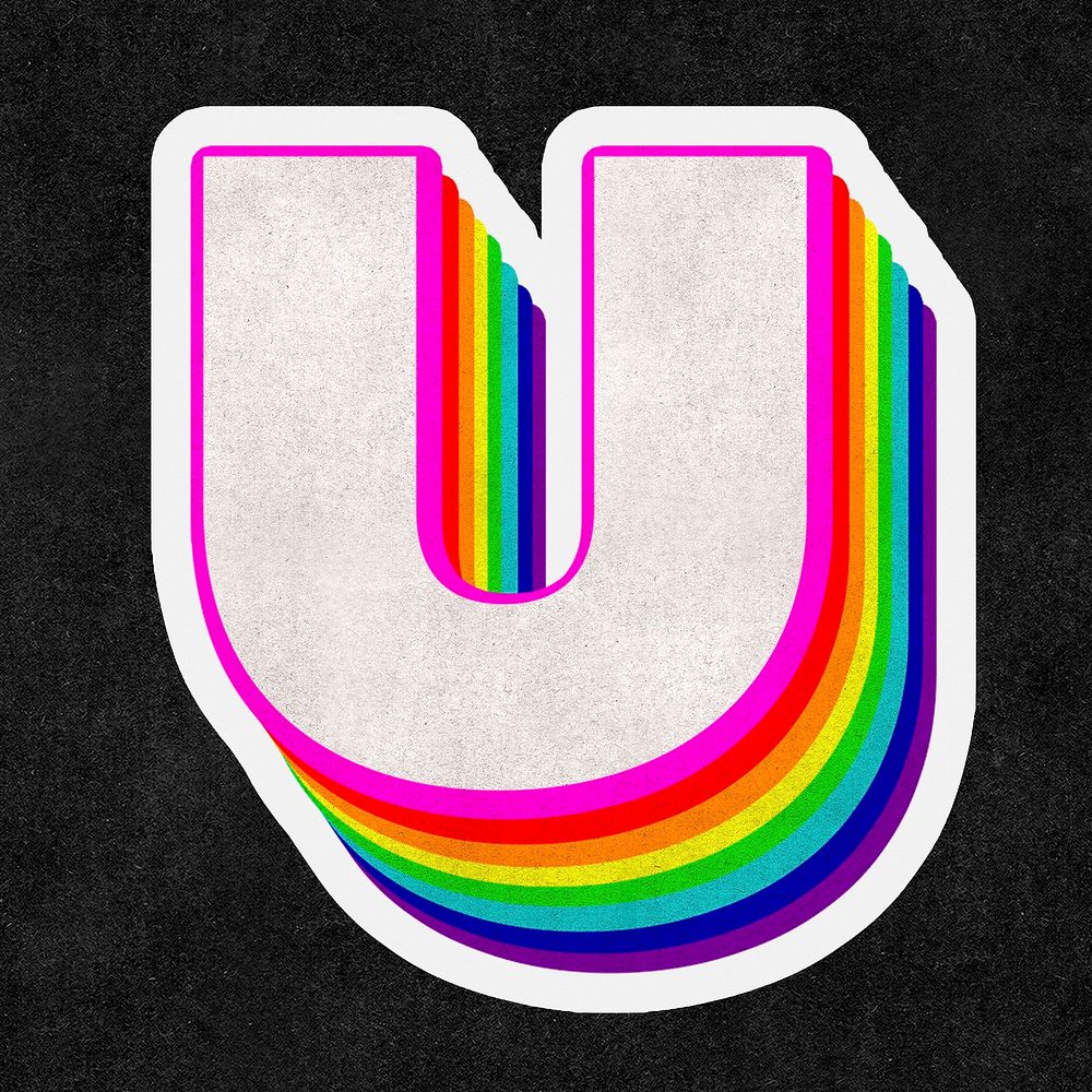 Letter u psd rainbow typography gay pattern