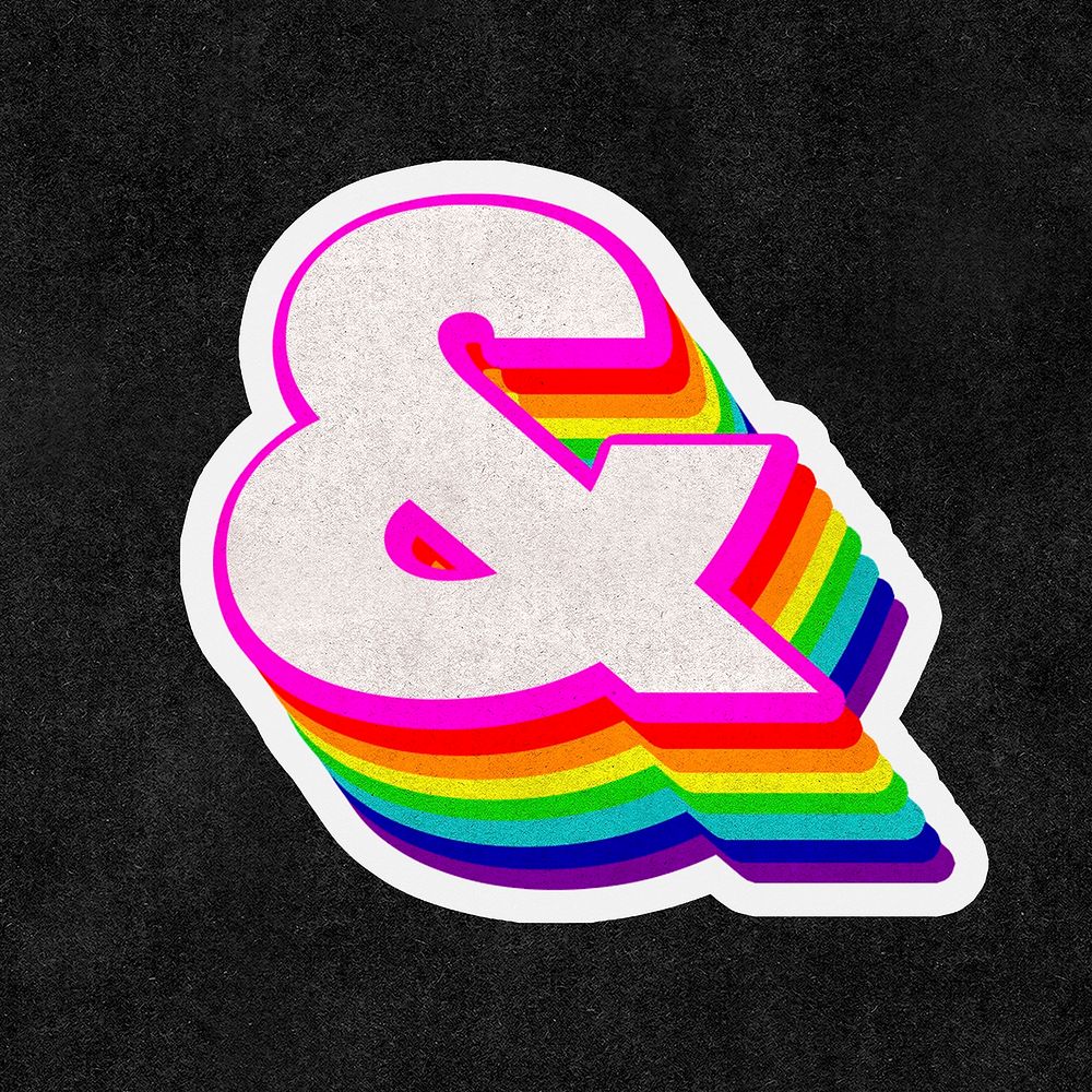 Ampersand symbol psd 3D typography rainbow pattern