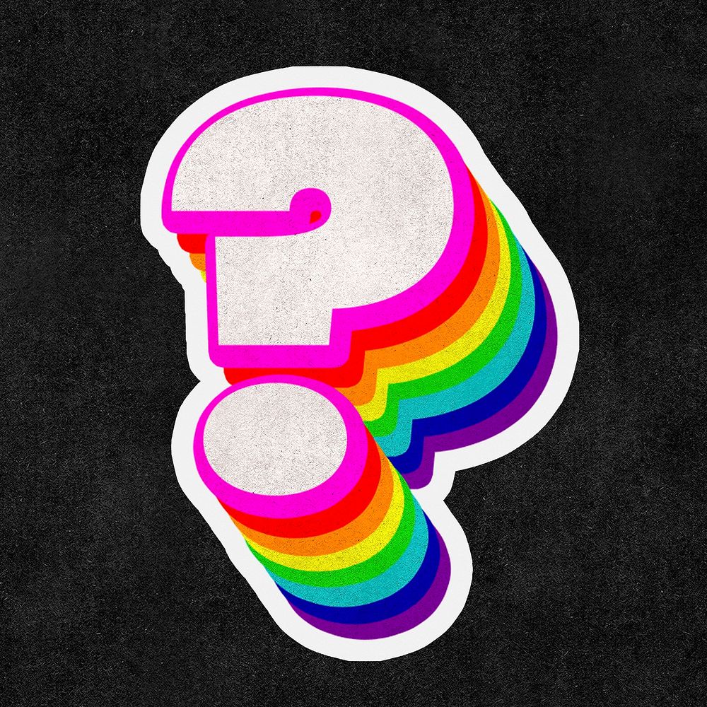 Question mark symbol psd 3D typography rainbow pattern