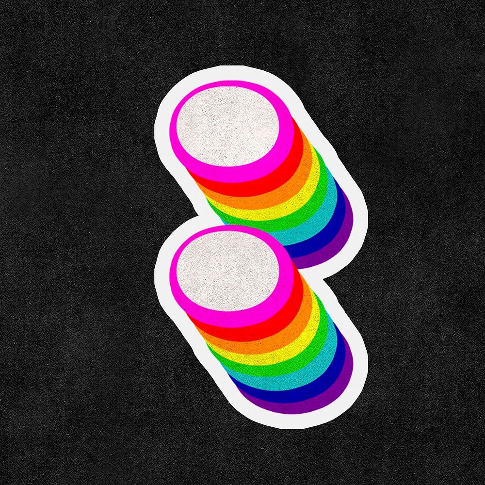 Colon symbol psd 3D typography rainbow pattern