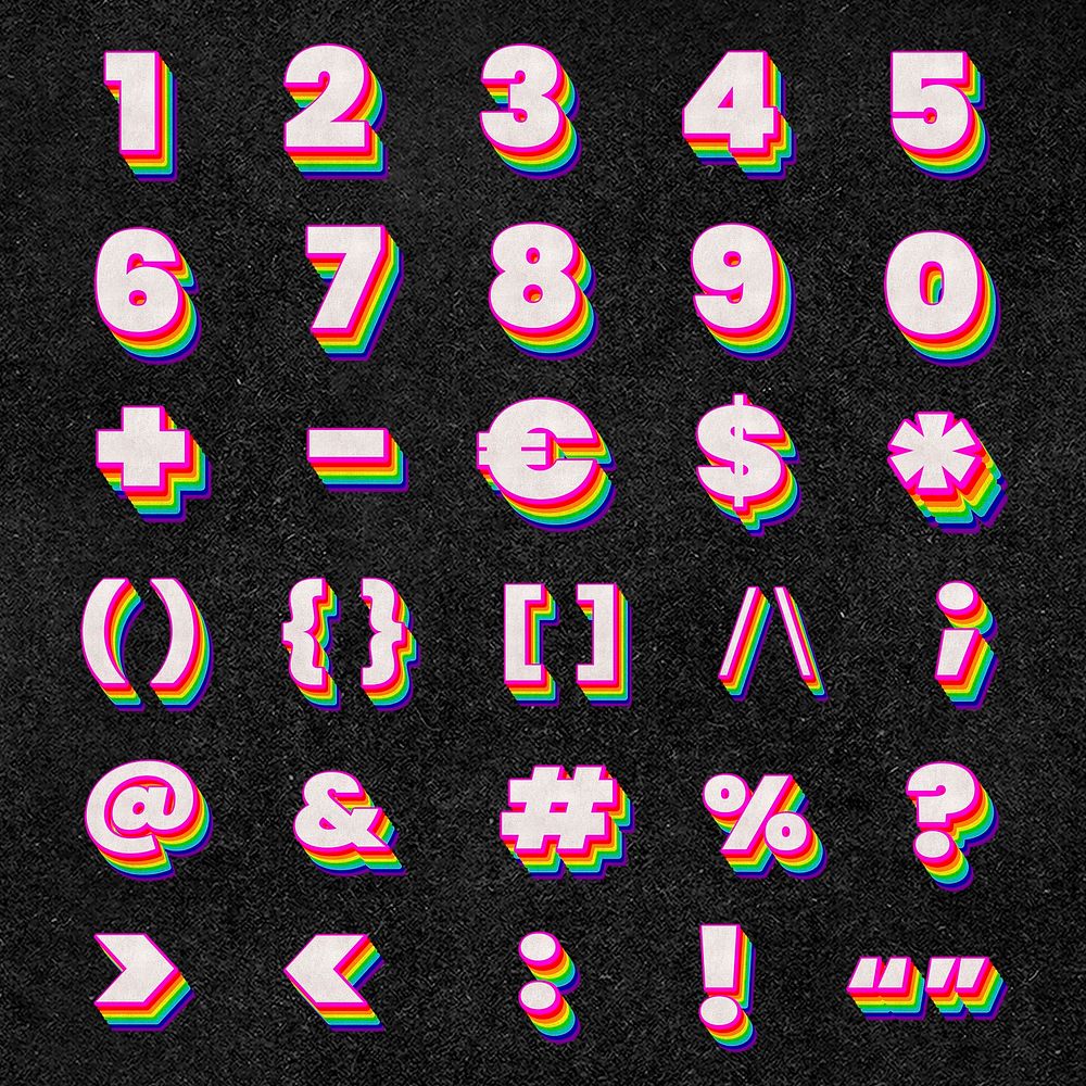 123 sign set psd 3d gay pattern 