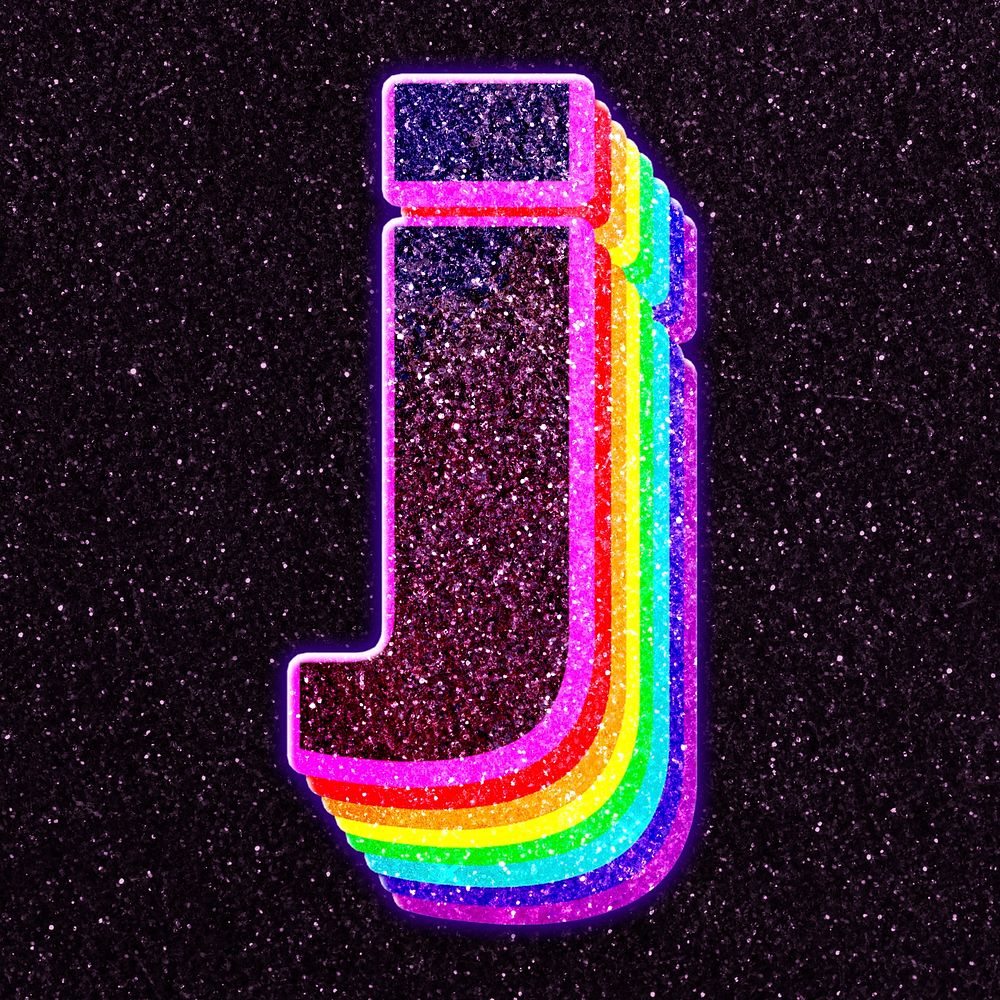 Alphabet j psd 3d vintage font glitter typography
