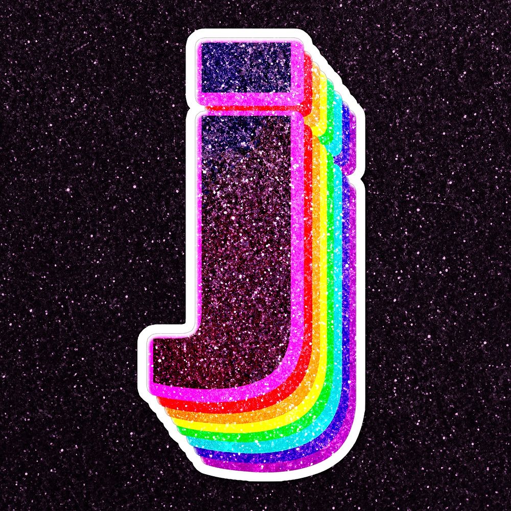 Alphabet j psd 3d vintage font glitter typography