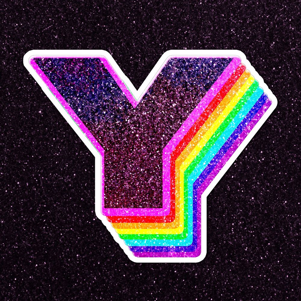 Letter y rainbow typography psd glitter texture
