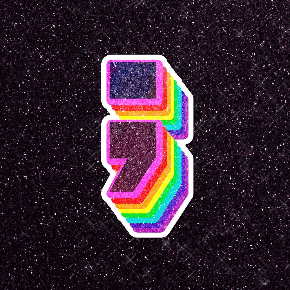 Semicolon symbol psd vintage typography rainbow pattern