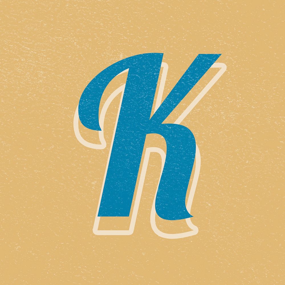Psd retro letter K bold typography