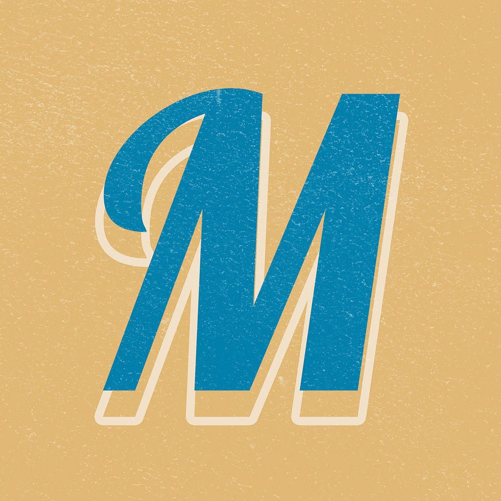Letter M bold retro display font lettering