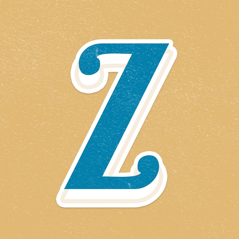 Letter Z psd bold retro display font lettering white border