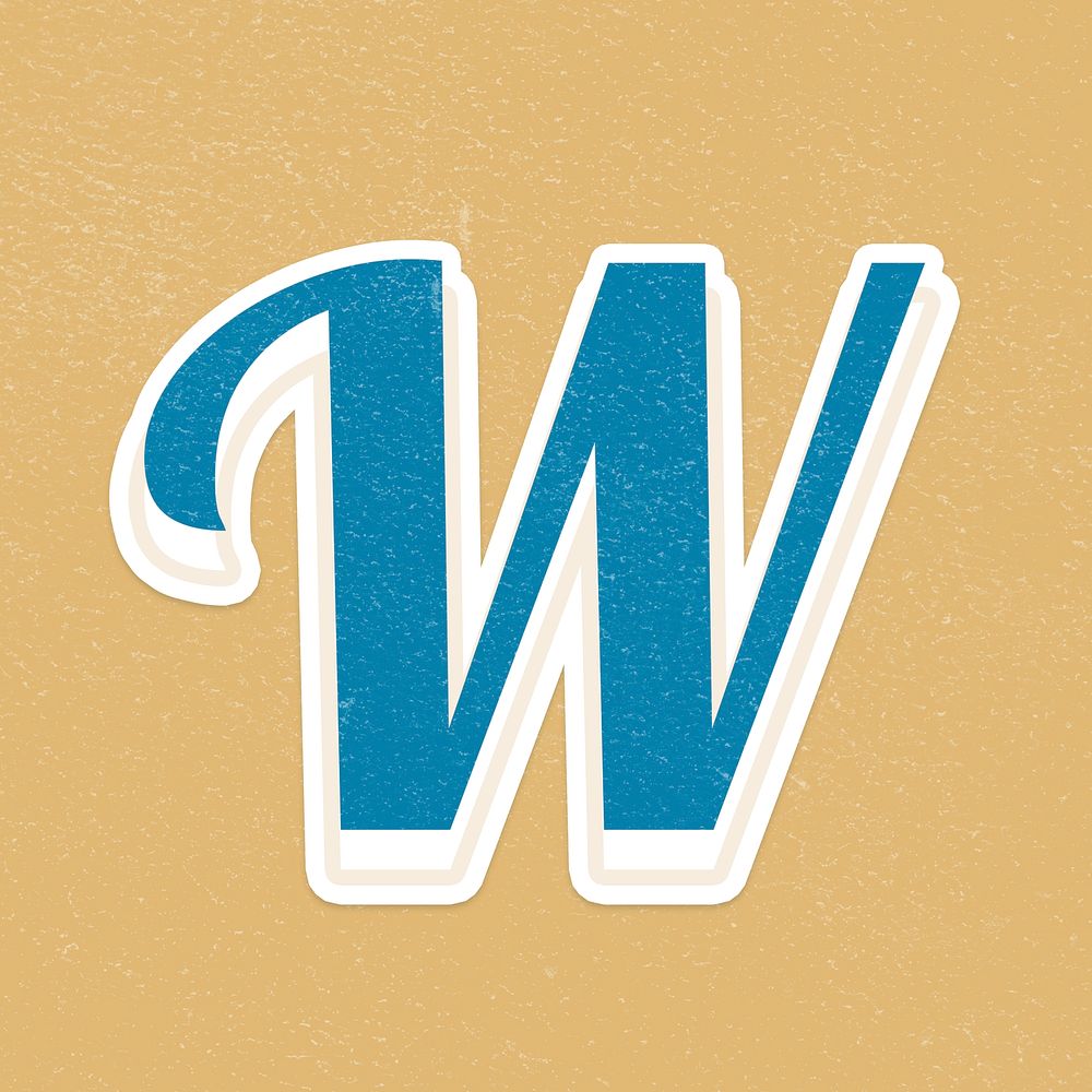 Letter W psd alphabet lettering white border