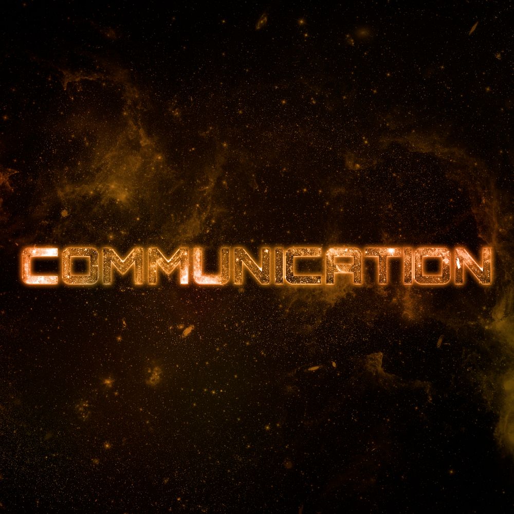 COMMUNICATION text typography brown word on black