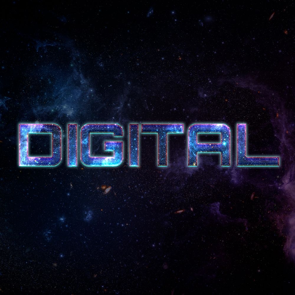 DIGITAL text typography word on galaxy background