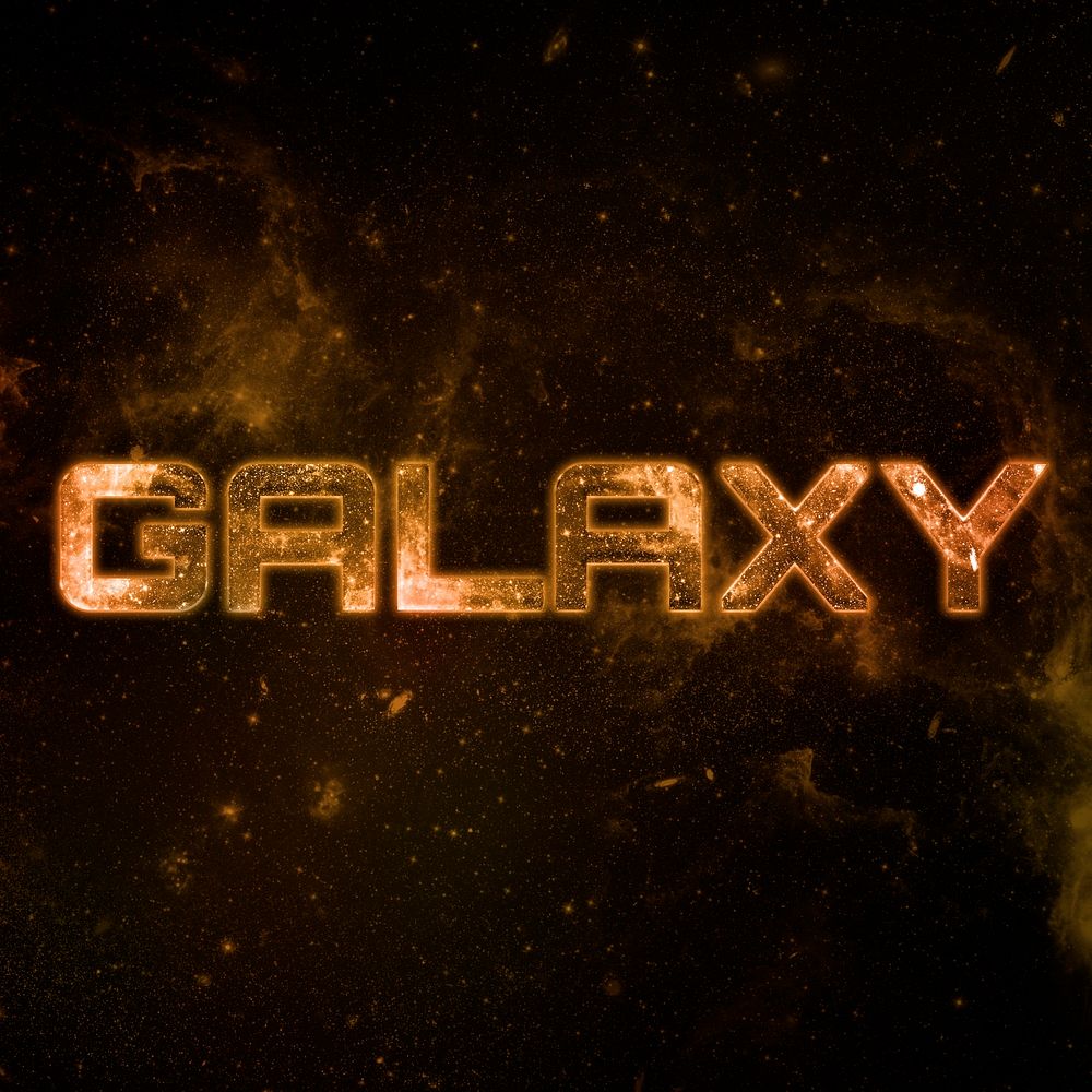 GALAXY text typography brown word on black