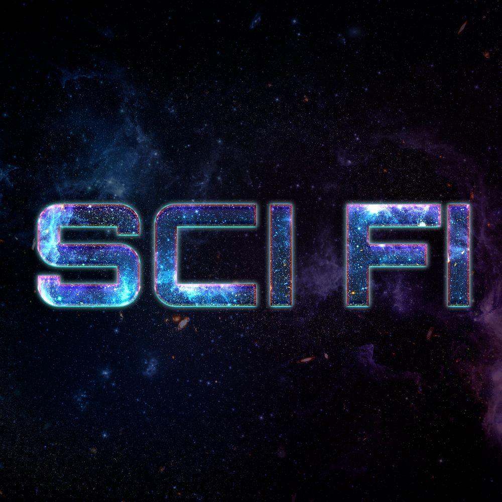 SCI FI text typography word on galaxy background