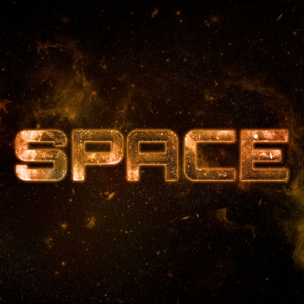 SPACE text typography brown word on black