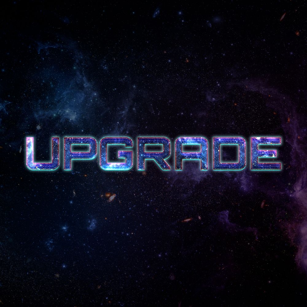 UPGRADE text typography word on galaxy background