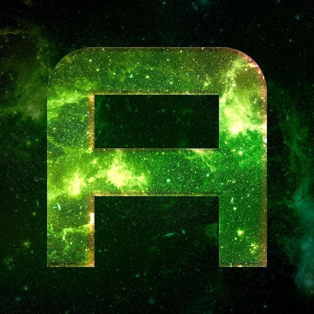 Psd letter A galaxy effect typography green font