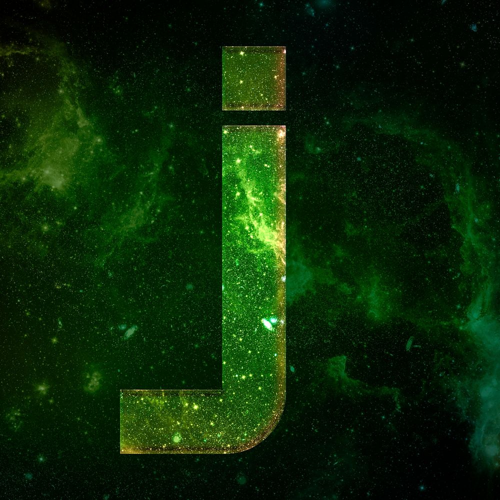 Psd letter j space effect typography blue font