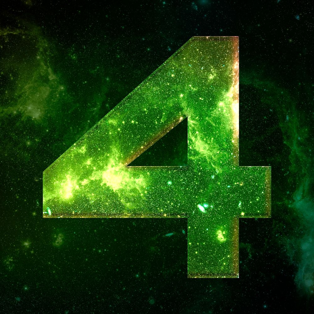 Psd number 4 space effect green font