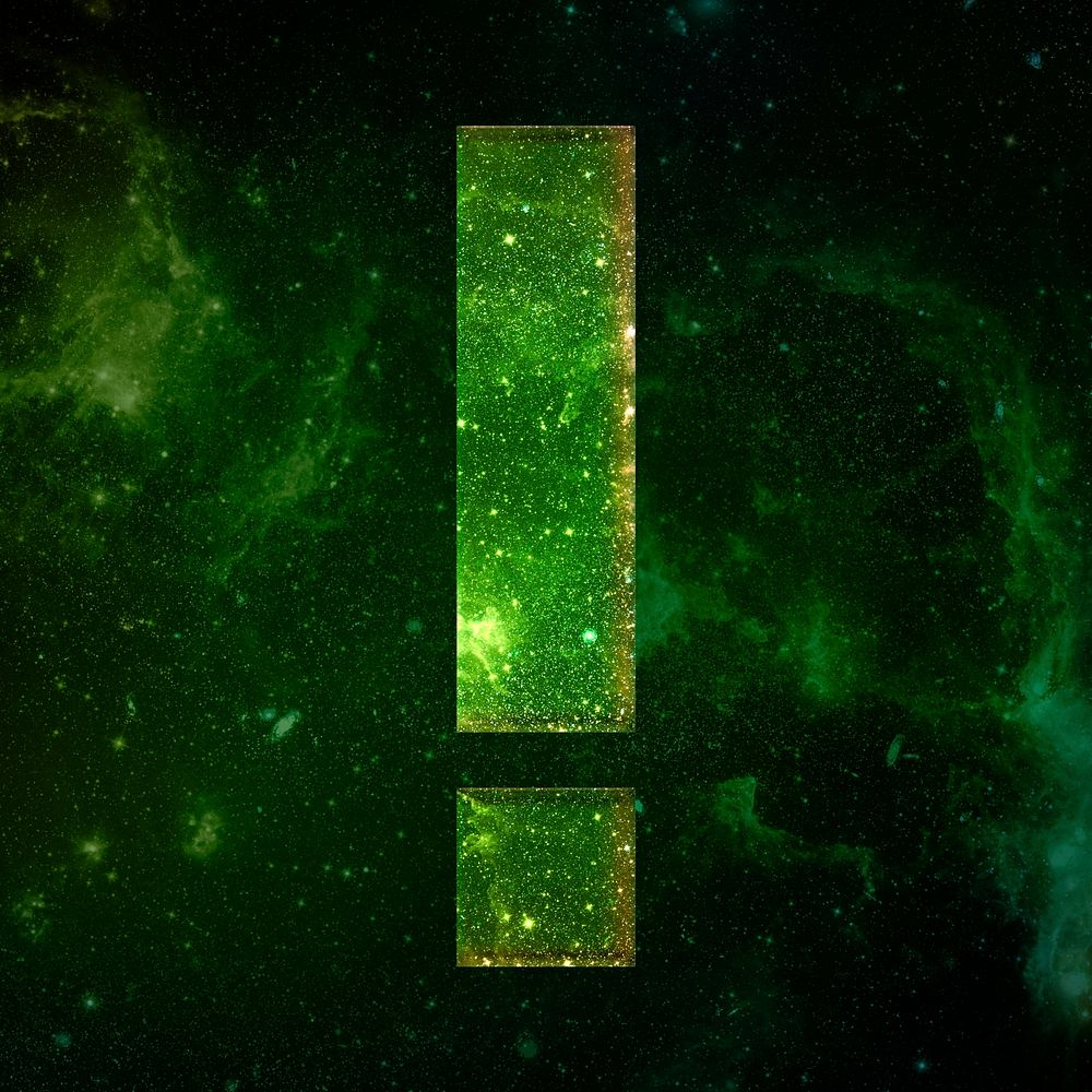 Exclamation mark psd galaxy effect green symbol