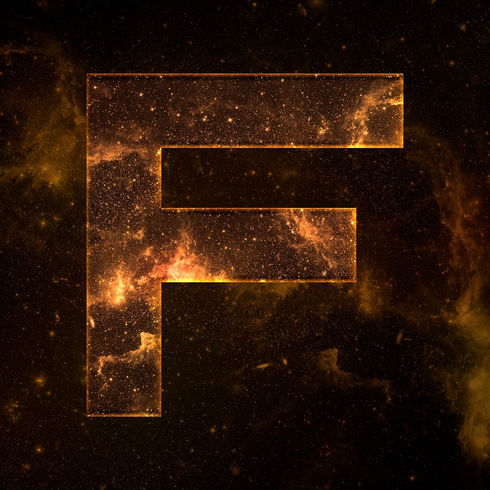 Psd letter F space effect typography brown font