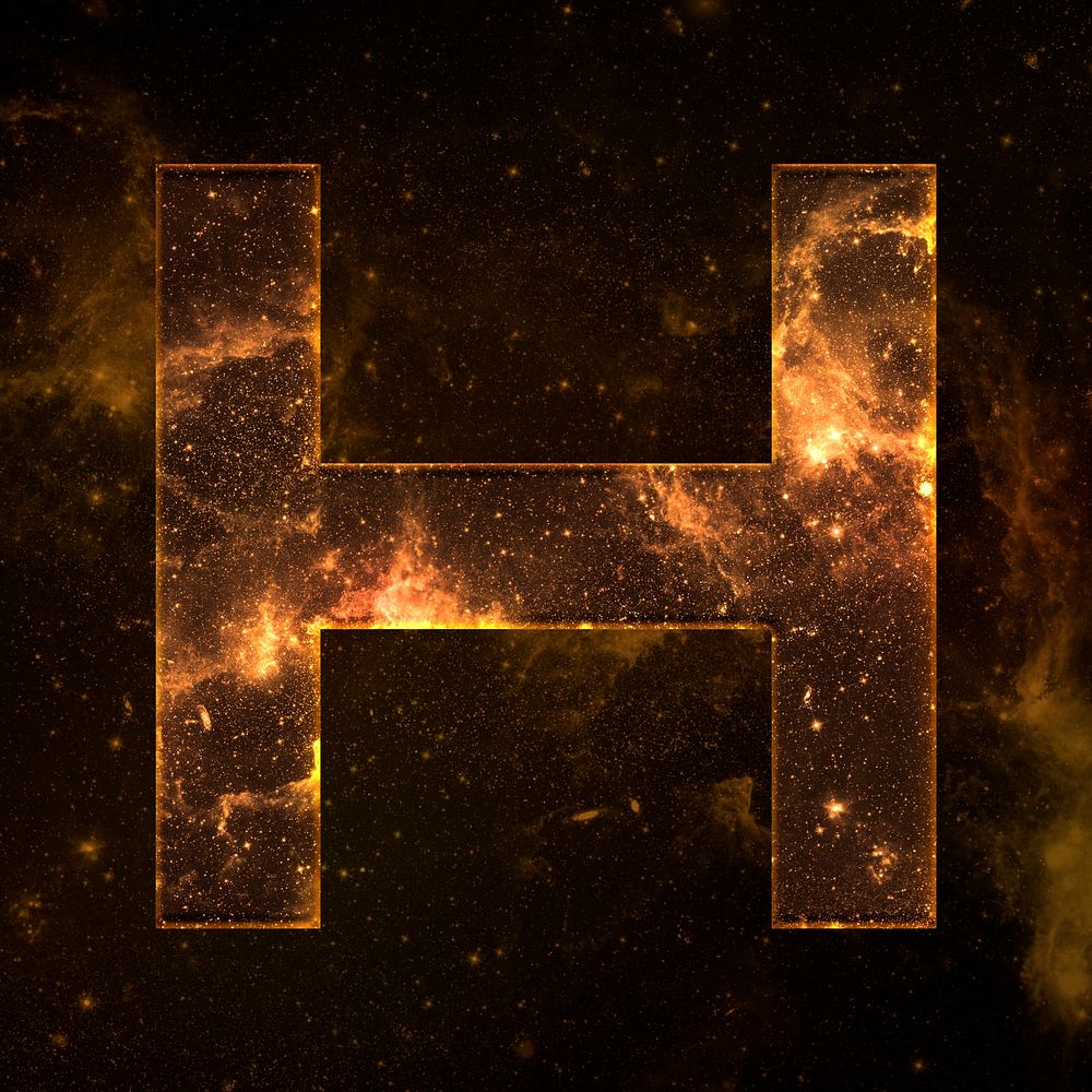 Psd letter H galaxy effect typography brown font