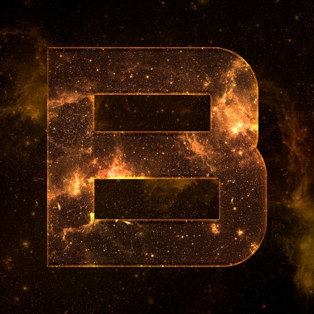 Psd letter B space effect typography brown font
