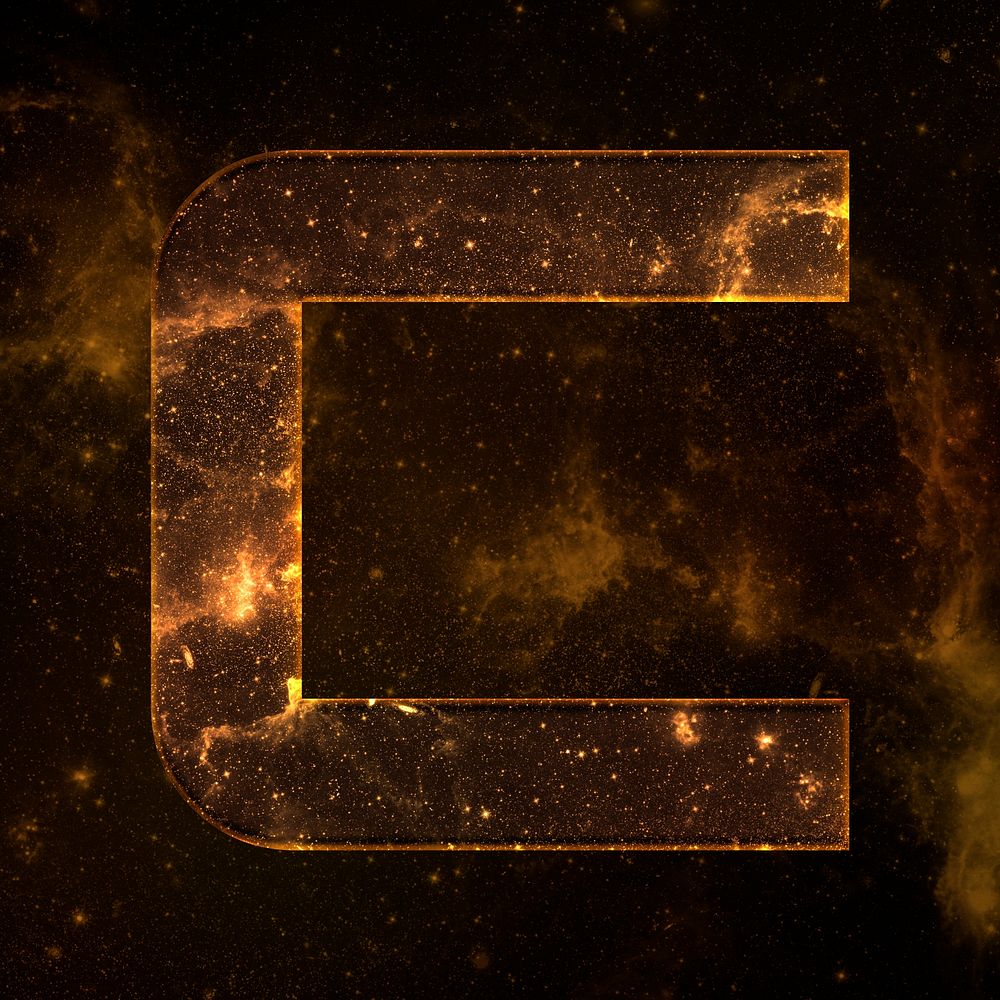 Psd letter C space effect typography brown font