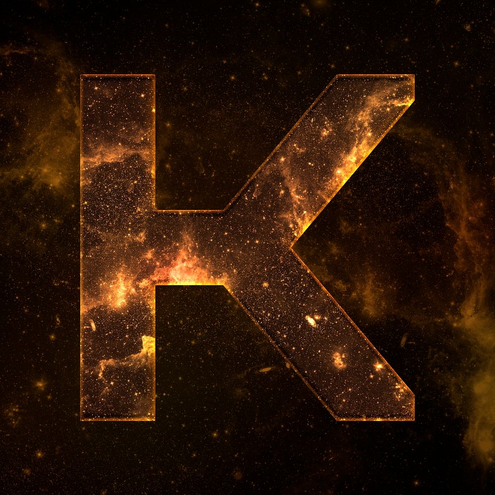 Psd letter K galaxy effect typography brown font