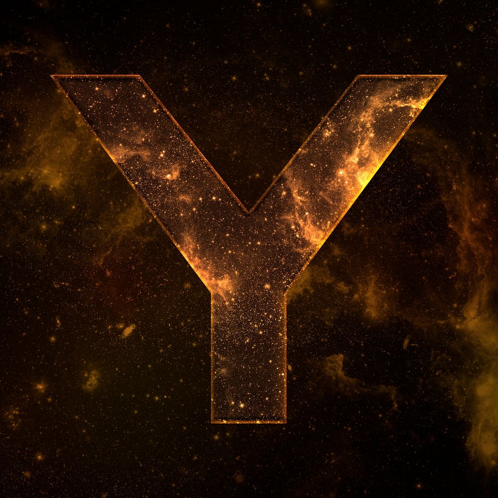 Psd letter Y space effect typography brown font