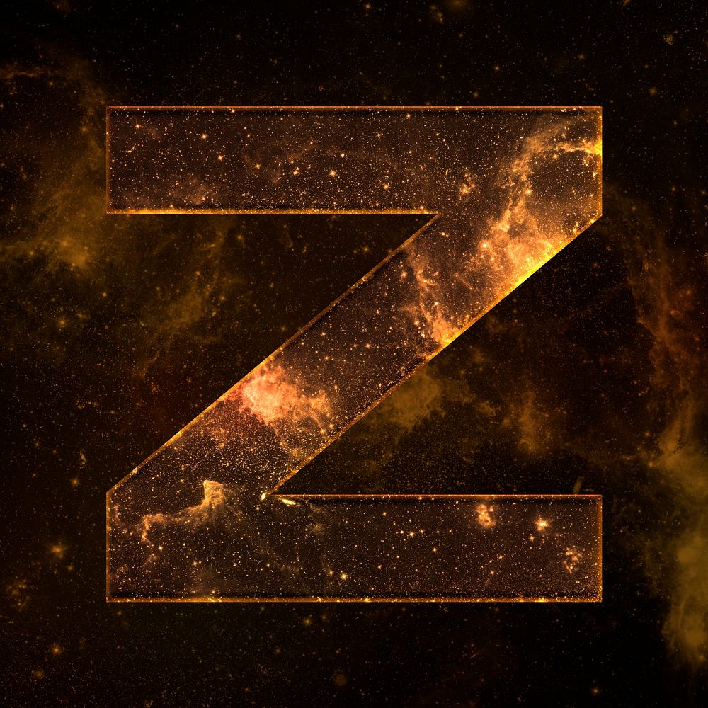 Psd letter z galaxy effect typography brown font