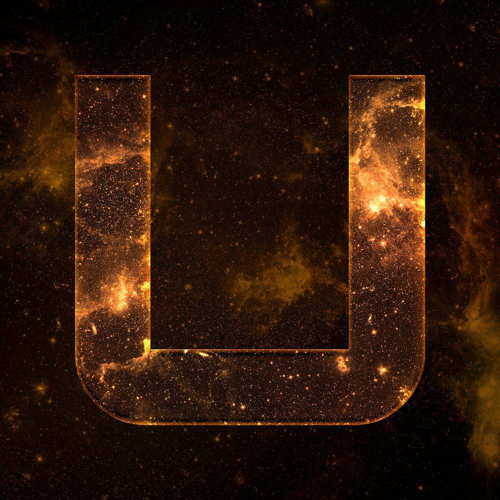 Psd letter u space effect typography brown font