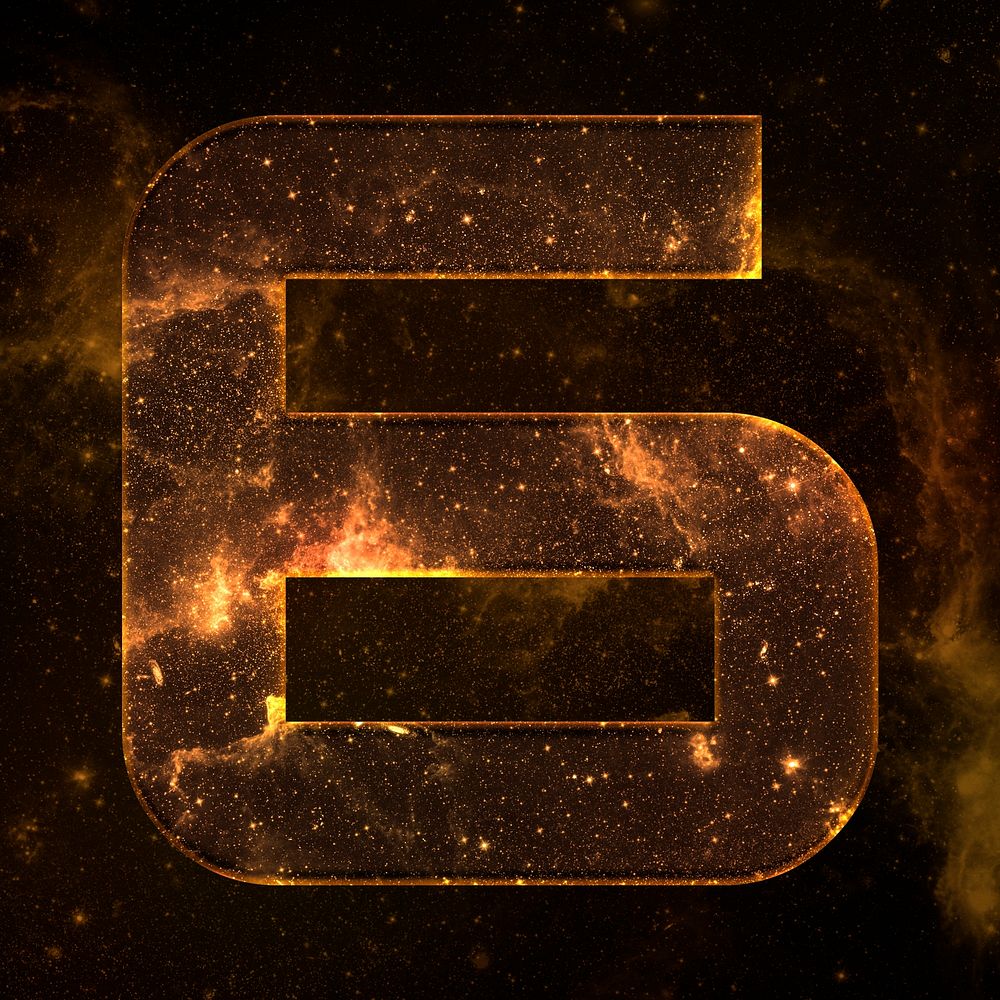 Psd number 6 galaxy effect brown font