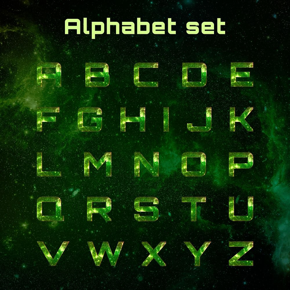 Alphabet psd set stellar typography