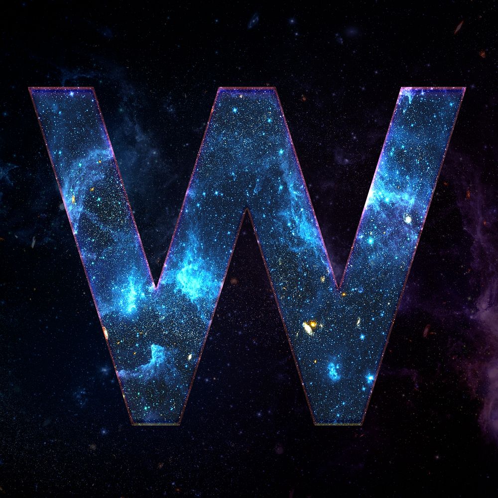 Psd letter w galaxy effect typography blue font
