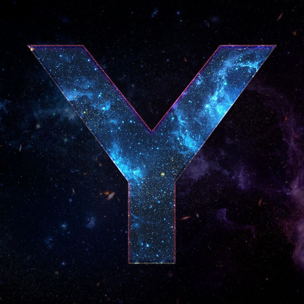 Psd letter Y galaxy effect typography blue font