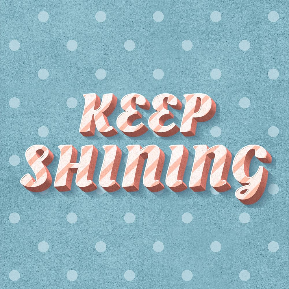 Keep shining word candy cane typography